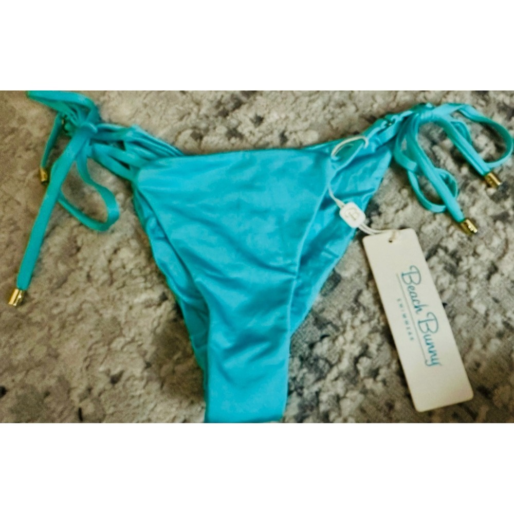 Beach Bunny Turquoise String Bikini Bottoms Ruched Swimwear Womens‎ NWT Large